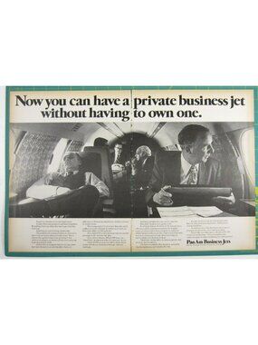 Print Ad Pan Am Business Jets 1970s Private Jet Service 2 PG Travel Leasing